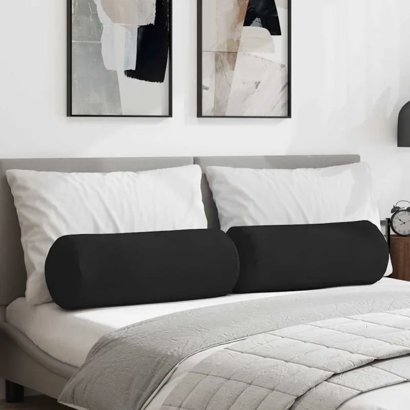 Pagalvės 2 pcs Juoda Ø 25 x 70 cm Mikropluošto audinys