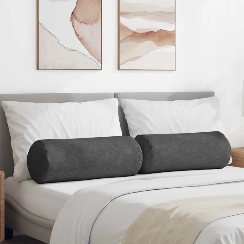 Pagalvės 2 pcs Tamsiai pilka Ø 25 x 70 cm Kordūrinis audinys