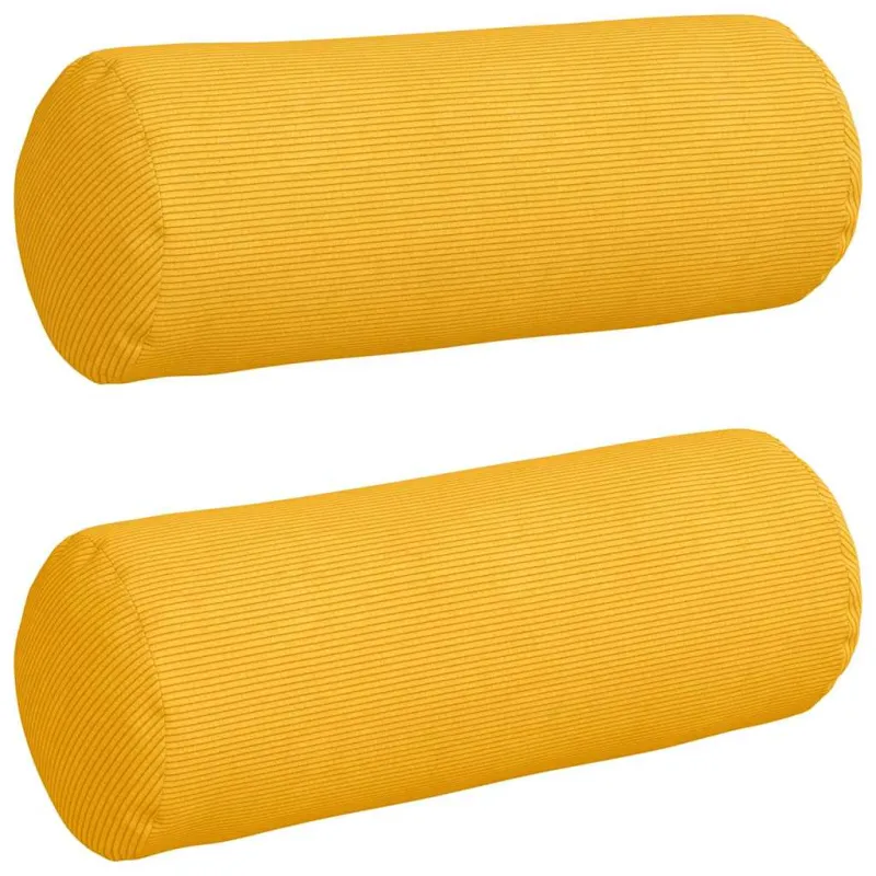 Pagalvės 2 pcs Šviesi geltona Ø 25 x 70 cm Kordūrinis audinys