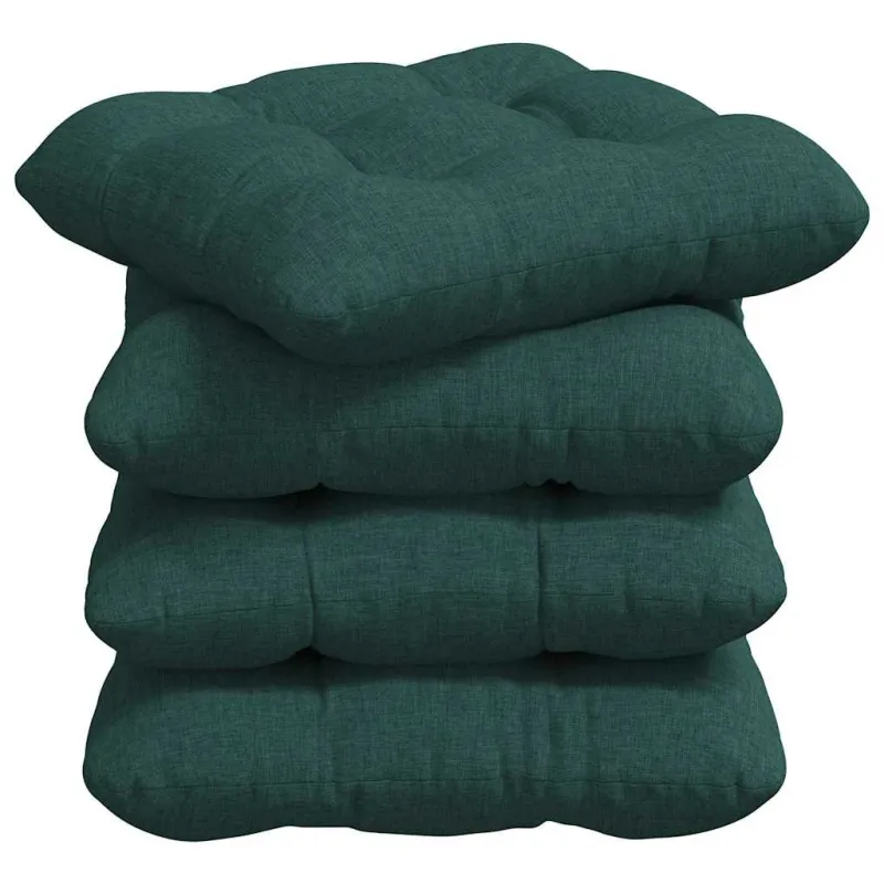 Sėdynių pagalvėlės 4 pcs Tamsiai žalia 40 x 40 x 12 cm audinys