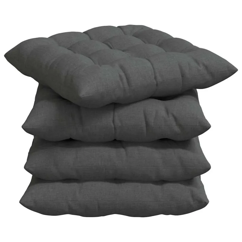 Sėdynių pagalvėlės 4 pcs Tamsiai pilka 40 x 40 x 6 cm audinys