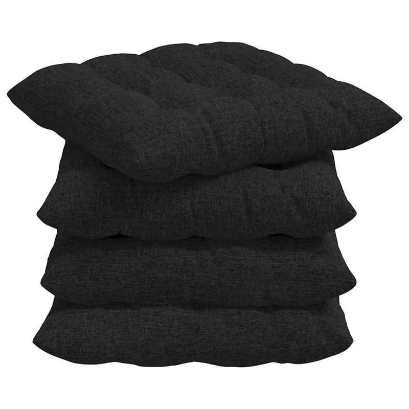 Sėdynių pagalvėlės 4 pcs Juoda 40 x 40 x 6 cm audinys