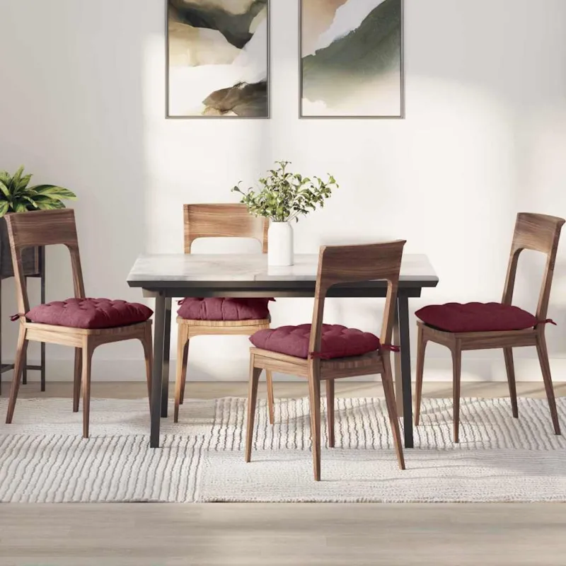 Sėdynių pagalvėlės 4 pcs Vyno raudona 40 x 40 x 6 cm audinys
