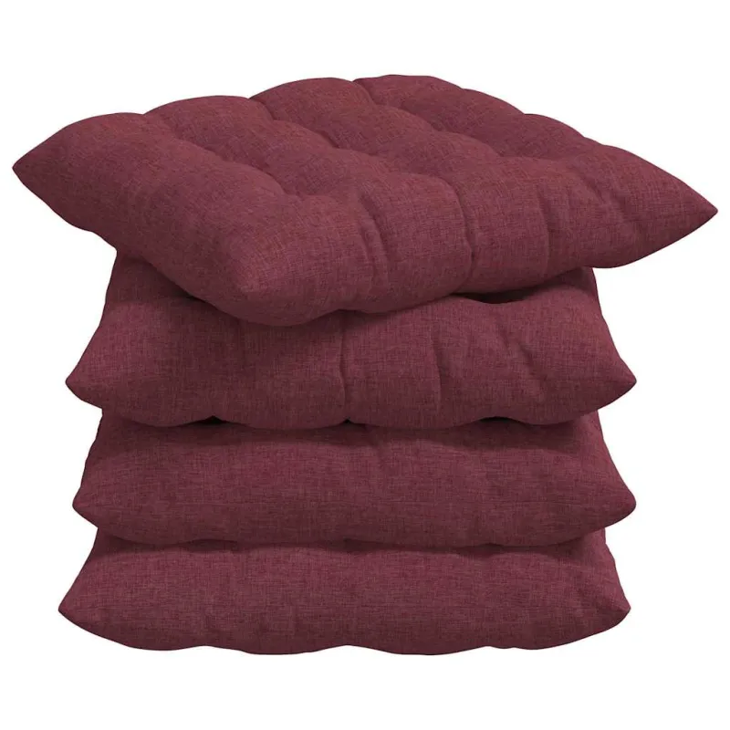 Sėdynių pagalvėlės 4 pcs Vyno raudona 40 x 40 x 6 cm audinys