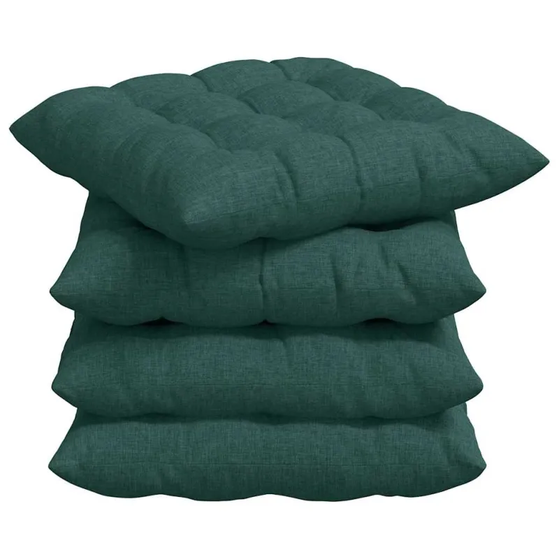 Sėdynių pagalvėlės 4 pcs Tamsiai žalia 40 x 40 x 6 cm audinys