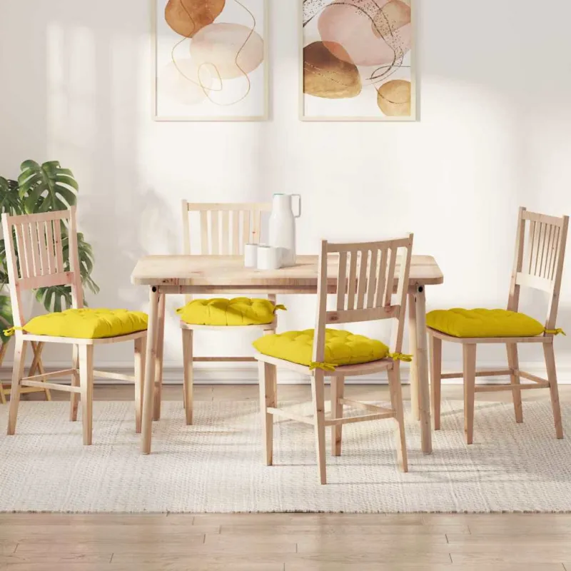 Sėdynių pagalvėlės 4 pcs Šviesi geltona 40 x 40 x 6 cm audinys
