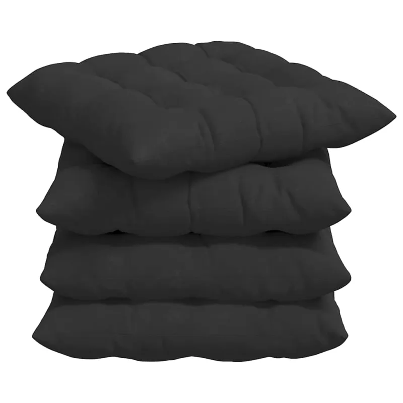Sėdynių pagalvėlės 4 pcs Juoda 40 x 40 x 6 cm Mikropluoštas