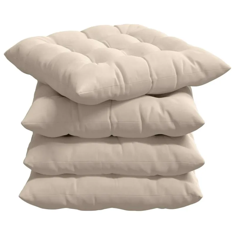 Sėdynių pagalvėlės 4 pcs Smėlio 40 x 40 x 6 cm Mikropluoštas