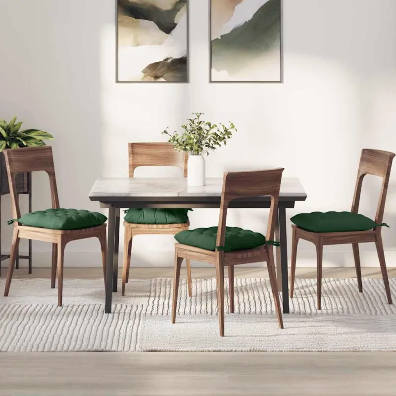 Sėdynių pagalvėlės 4 pcs Tamsiai žalia 40 x 40 x 6 cm