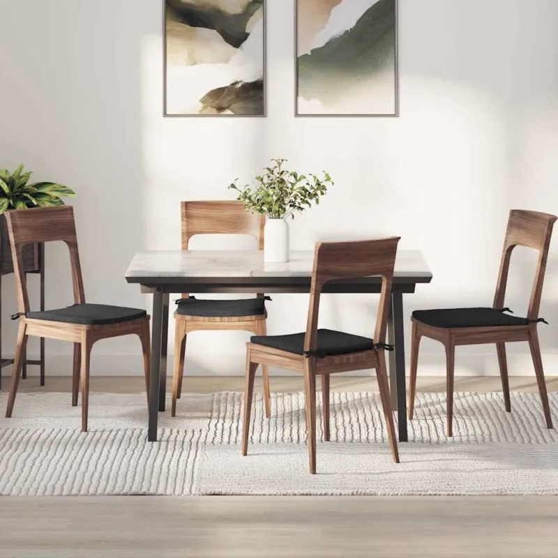 Sėdynių pagalvėlės 4 pcs Juoda 40 x 40 x 3 cm audinys