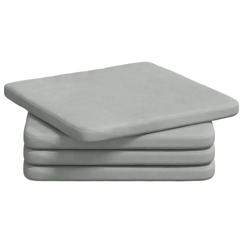 Sėdynių pagalvėlės 4 pcs Šviesiai pilka 40 x 40 x 3 cm Aksomas