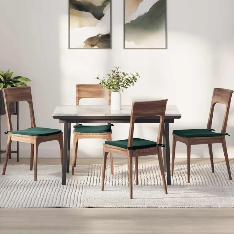 Sėdynių pagalvėlės 4 pcs Tamsiai žalia 40 x 40 x 3 cm Aksomas