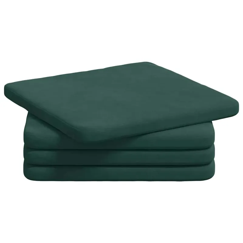 Sėdynių pagalvėlės 4 pcs Tamsiai žalia 40 x 40 x 3 cm Aksomas