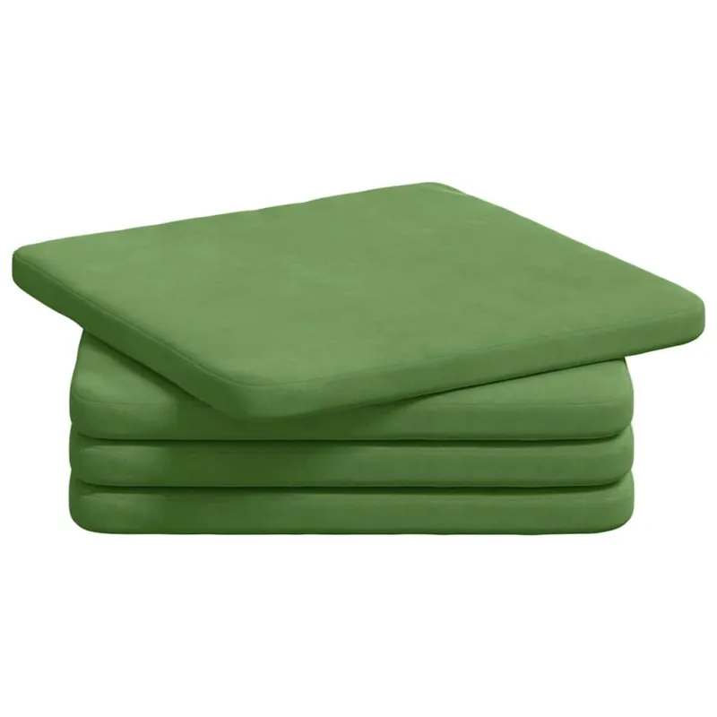 Sėdynių pagalvėlės 4 pcs Šviesiai žalia 40 x 40 x 3 cm Aksomas