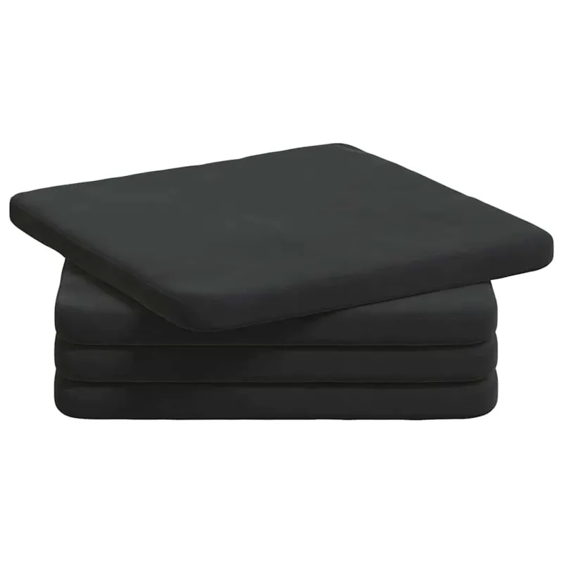 Sėdynių pagalvėlės 4 pcs Juoda 40 x 40 x 3 cm Aksomas