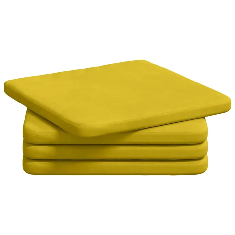 Sėdynių pagalvėlės 4 pcs Geltona 40 x 40 x 3 cm Aksomas