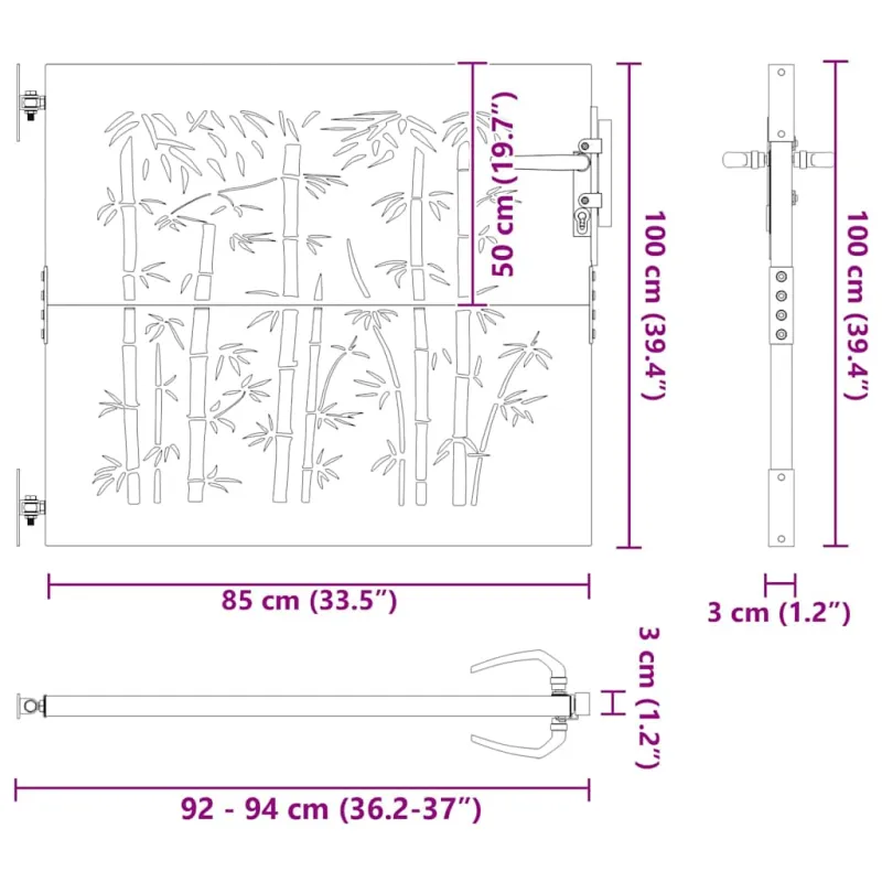 Sodo vartai 85 x 100 cm Milteliniu būdu padengtas plienas Juoda