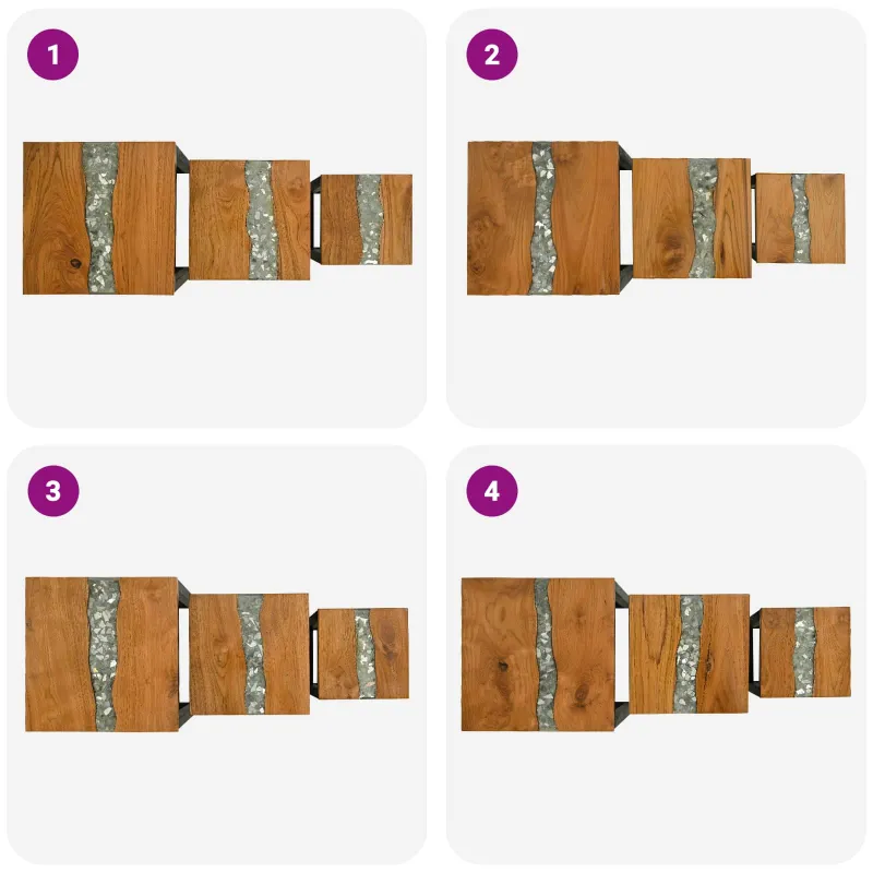 Suklijuotas stalas 3 pcs Ruda Kieto teka medžio