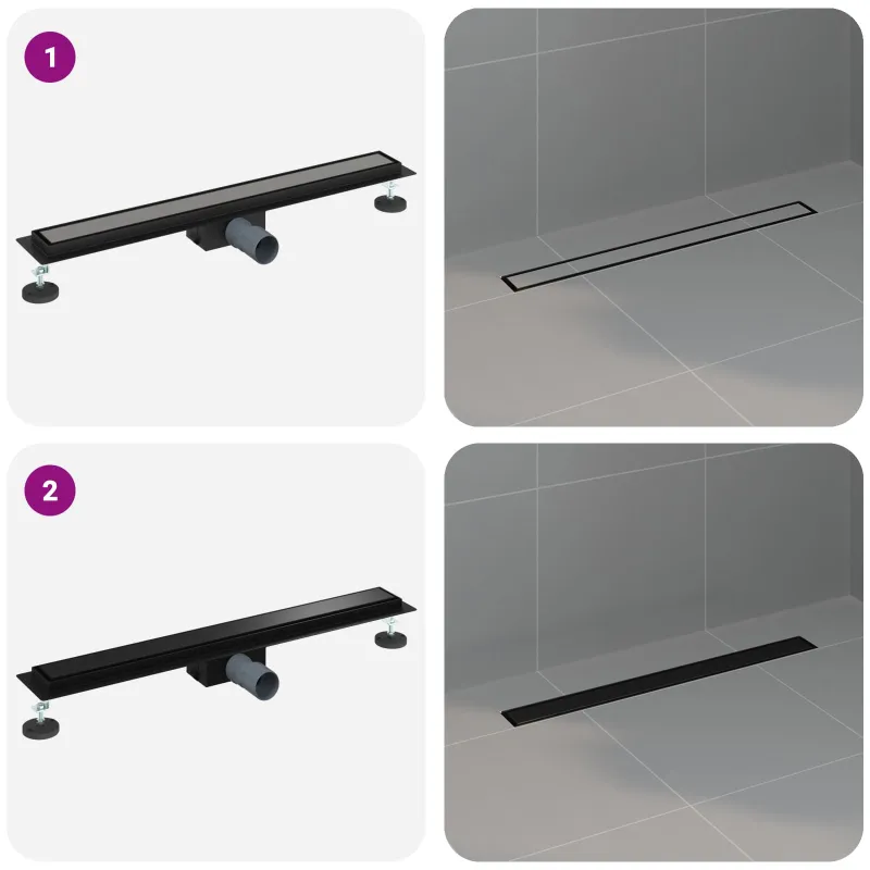 2 viename dušo nutekėjimas Juoda 70 cm Nerūdijantis plienas 304