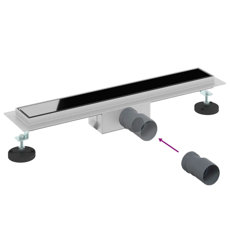 Dušo nutekėjimas su stiklo dangteliu Juoda 60 cm