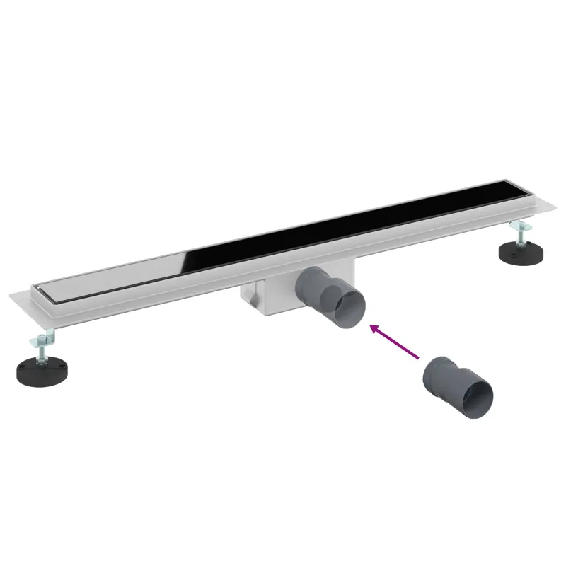 Dušo nutekėjimas su stiklo dangteliu Juoda 70 cm