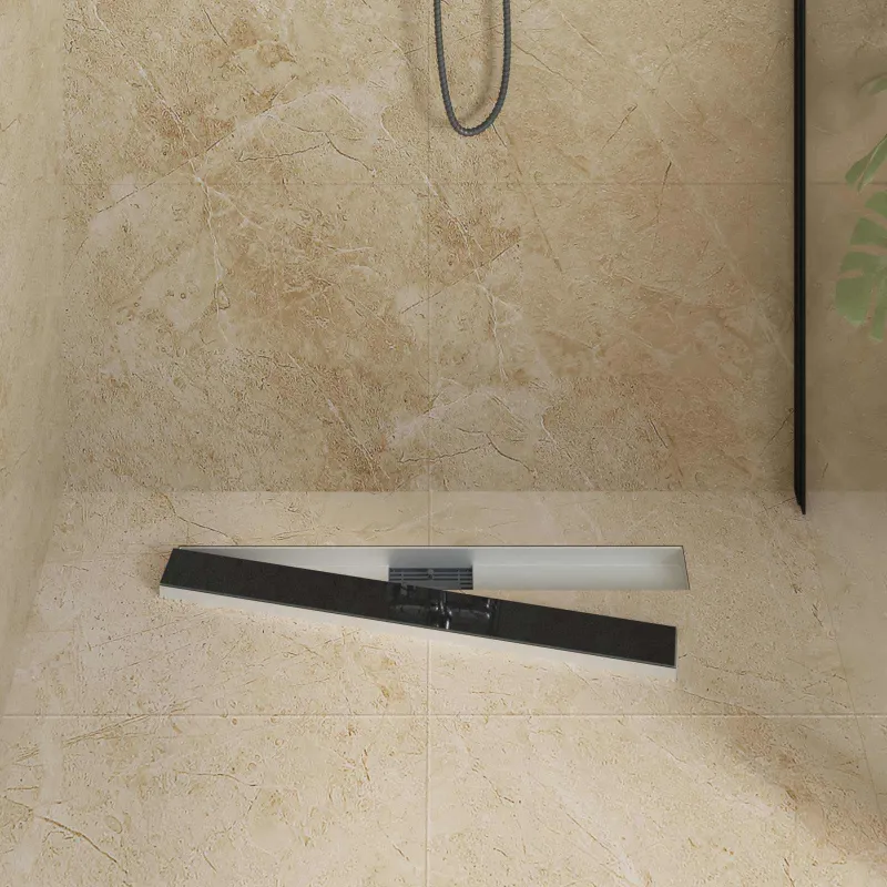 Dušo nutekėjimas su stiklo dangteliu Juoda 80 cm