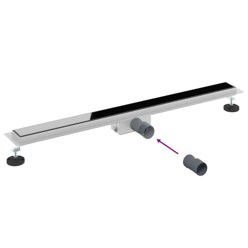 Dušo nutekėjimas su stiklo dangteliu Juoda 100 cm
