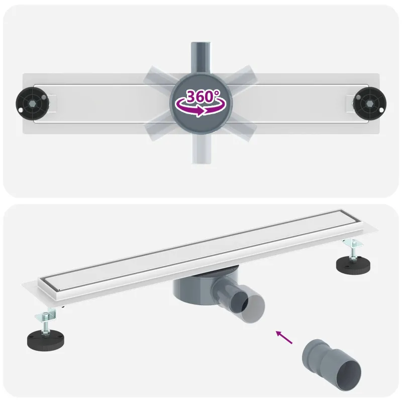 Dušo nuotekų 2-in-1 su 360° sifonu Sidabro 60 cm