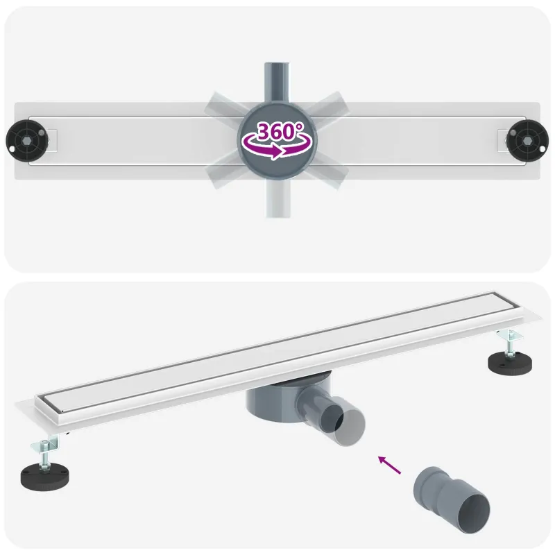 Dušo nuotekų 2-in-1 su 360° sifonu Sidabro 70 cm