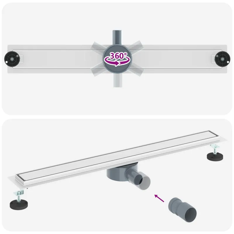 Dušo nuotekų 2-in-1 su 360° sifonu Sidabro 80 cm