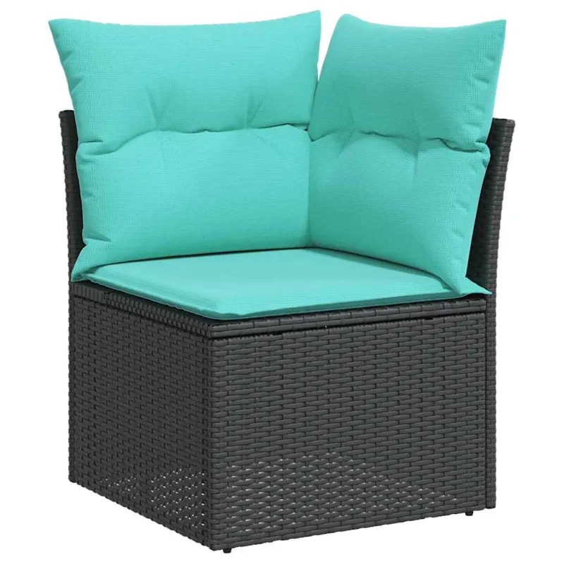 Sodo komplekti, 5 osaa, musta, polyrattana, sisä- ja ulkokäyttöön, mukaan lukien pehmusteet