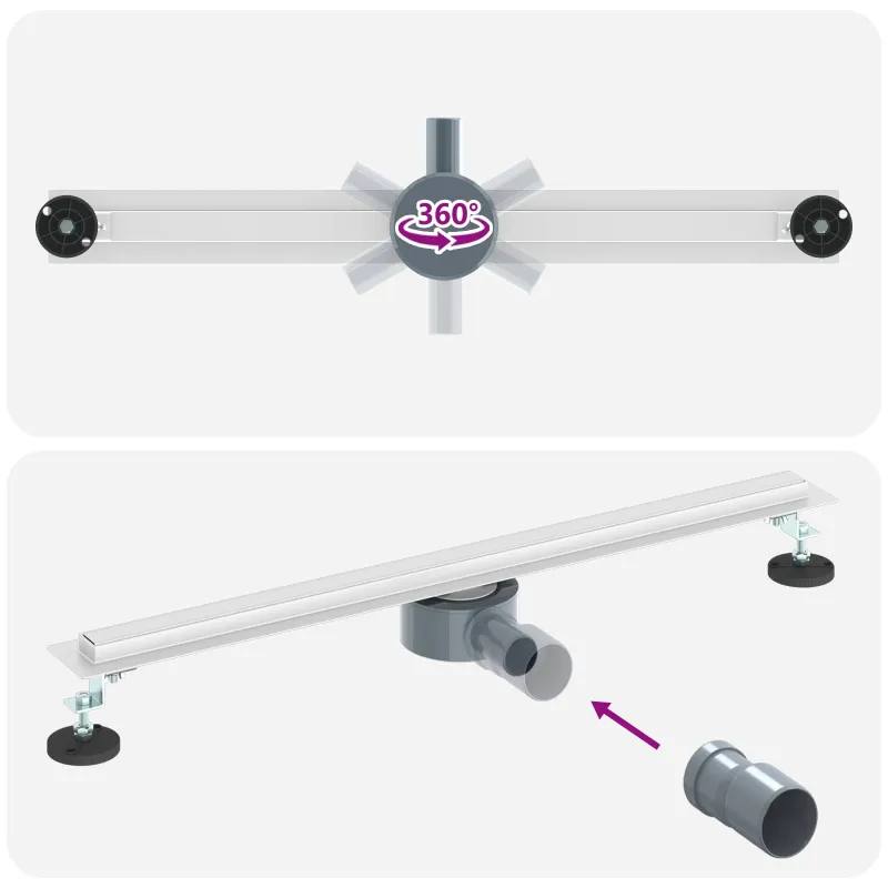 360° Dušo Nutekėjimas su Plonu Modeliu Sidabro 70 cm