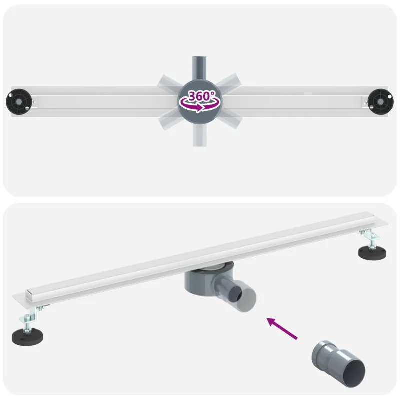 360° Dušo Nutekėjimas su Plonu Modeliu Sidabro 80 cm