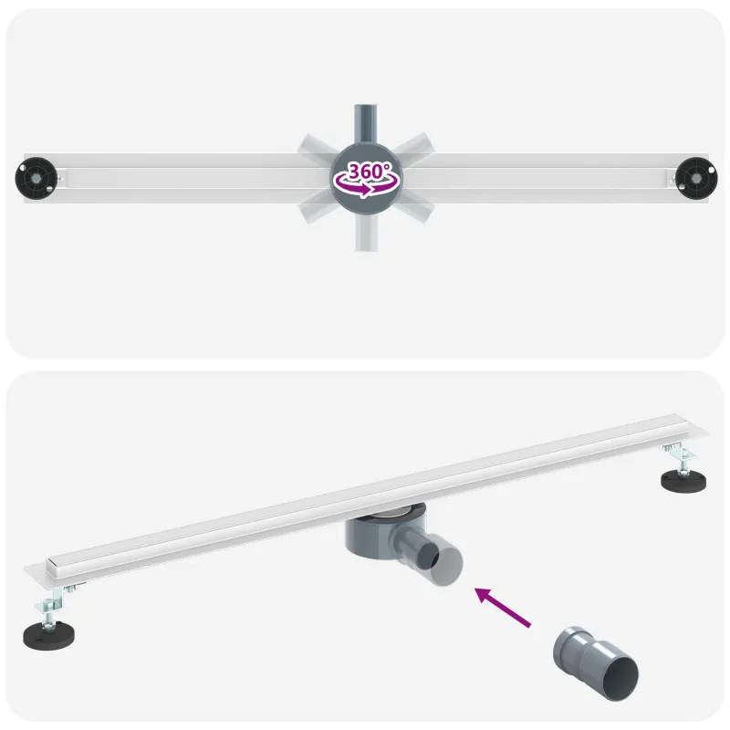 360° Dušo Nutekėjimas su Plonu Modeliu Sidabro 90 cm