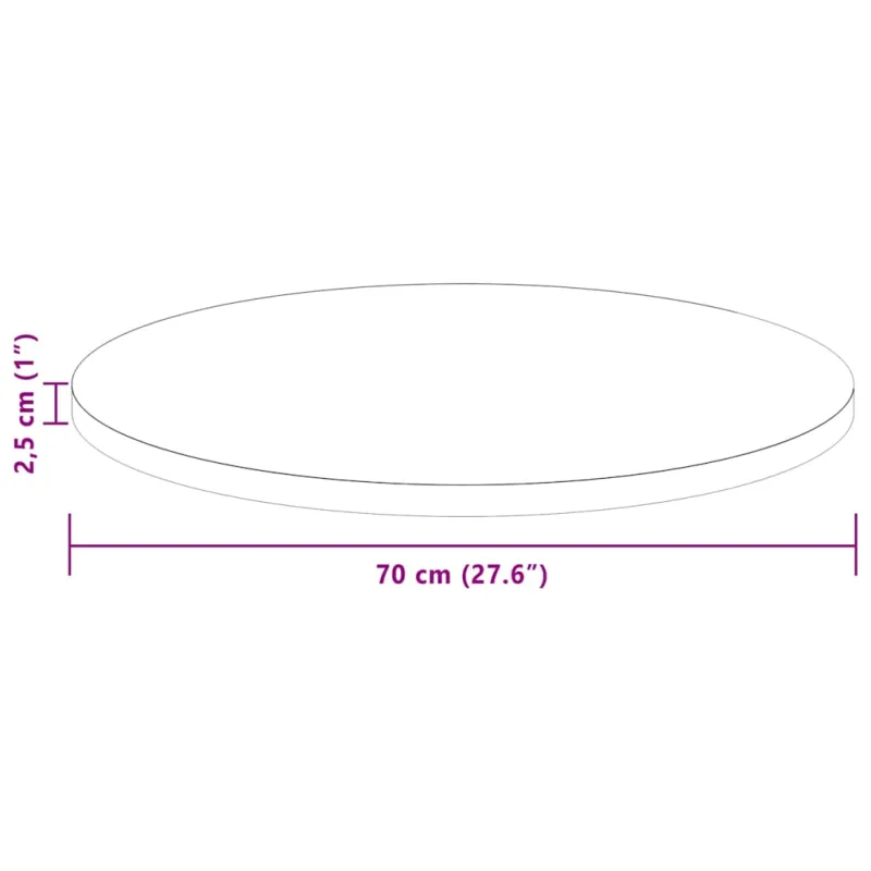 Stalo viršus Tamsiai rudas Ø 70 x 2,5 cm Kietas ąžuolo medis