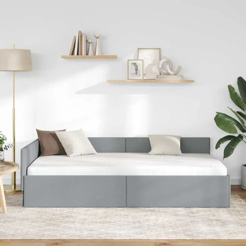 Kampinė lovos konstrukcija Šviesiai pilka 80 cm x 200 cm