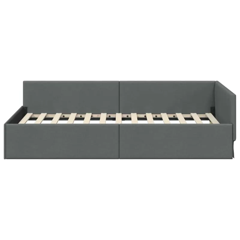 Kampinė lovos konstrukcija Tamsiai pilka 80 cm x 200 cm audinys