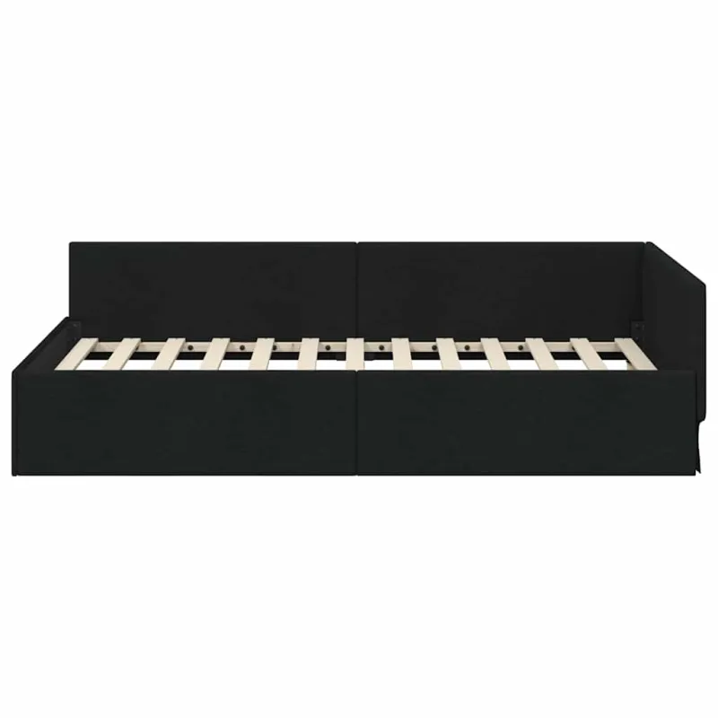 Kampinė lovos konstrukcija Juodas 80 cm x 200 cm audinys