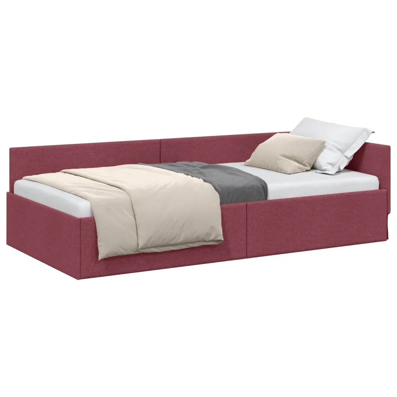 Kampinė lovos konstrukcija Vyno raudona 80 cm x 200 cm audinys