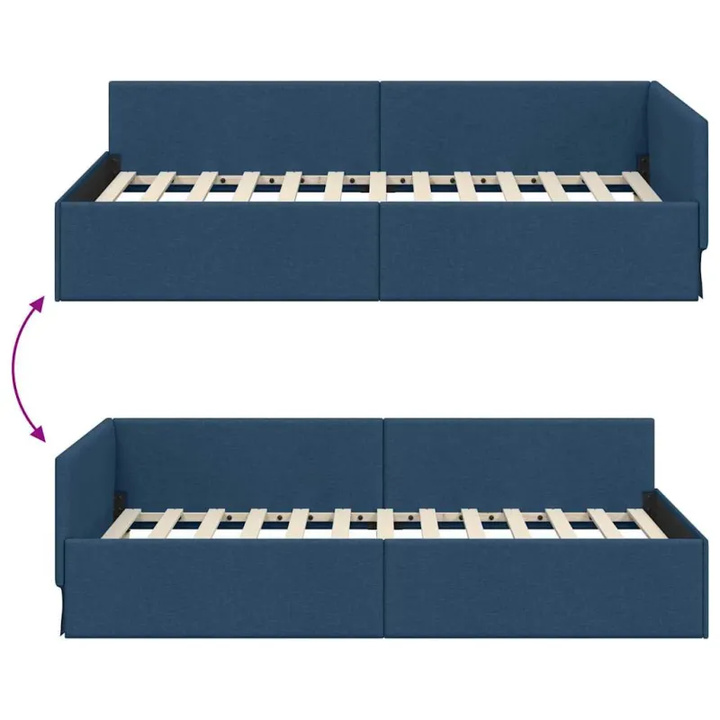 Kampinė lovos konstrukcija Mėlyna 80 cm x 200 cm audinys