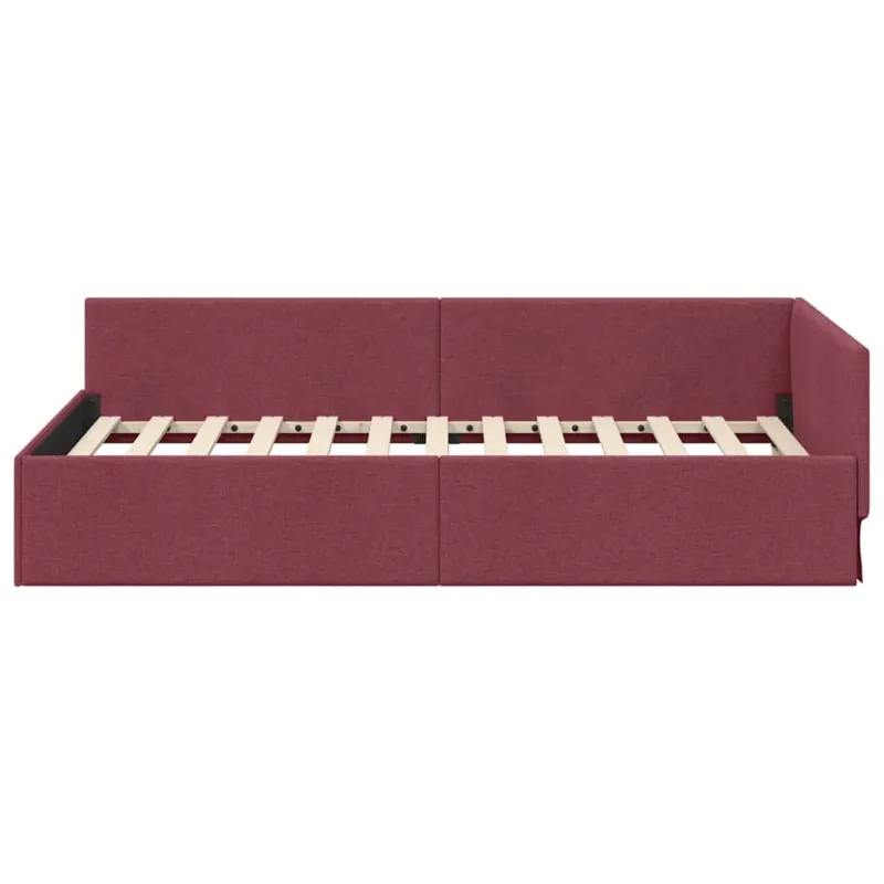 Kampinė lovos konstrukcija Vyno raudona 90 cm x 190 cm audinys