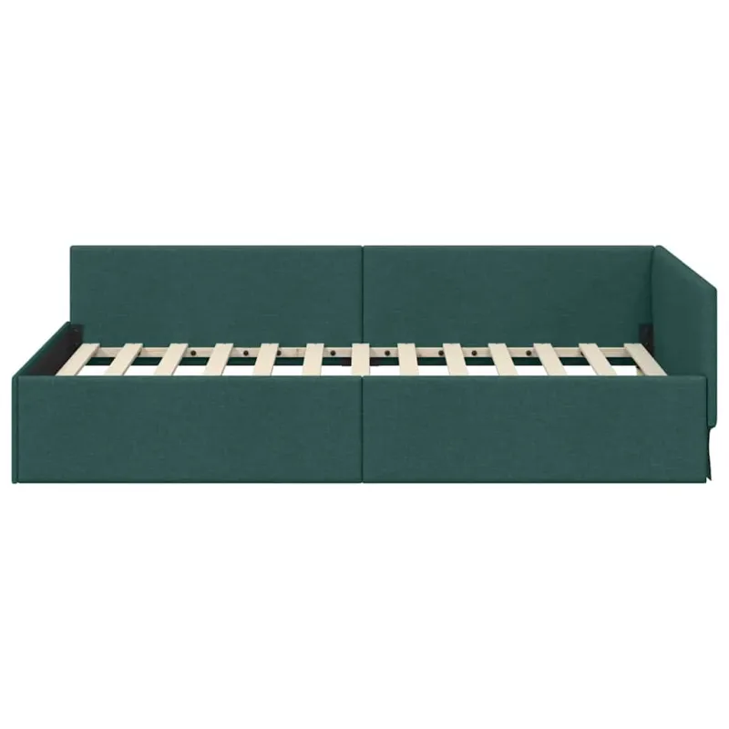 Kampinė lovos konstrukcija Tamsiai žalia 90 cm x 200 cm audinys