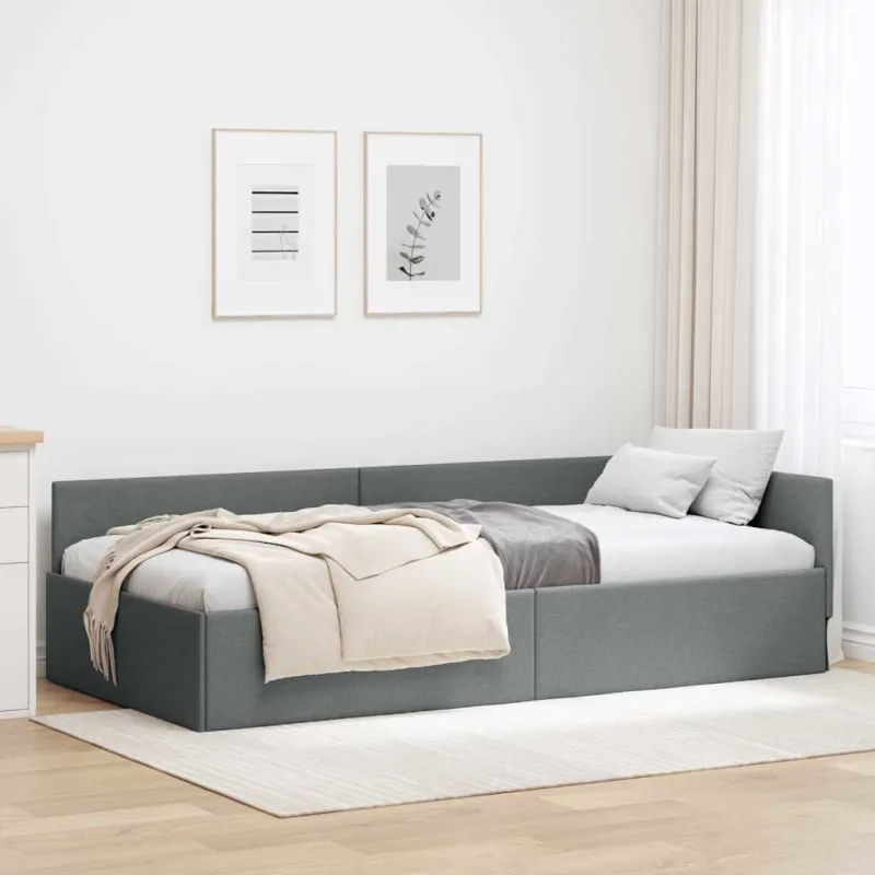 Kampinė lovos konstrukcija Tamsiai pilka 100 cm x 200 cm