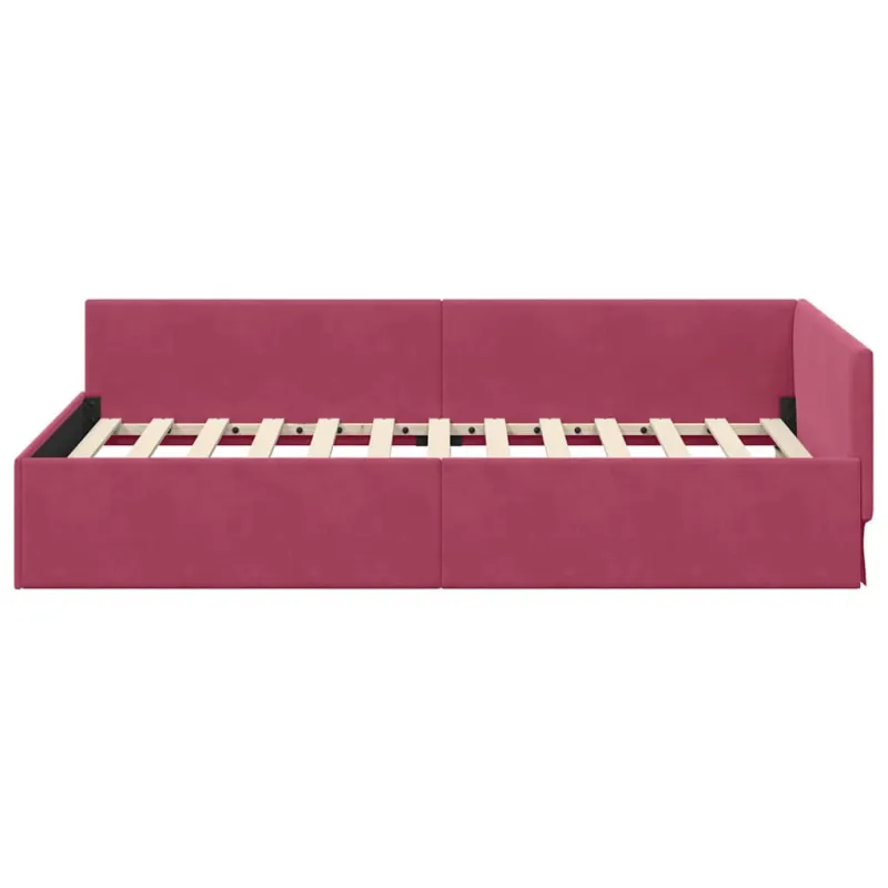 Kampinė lovos konstrukcija Vyno raudona 80 cm x 200 cm Aksomas