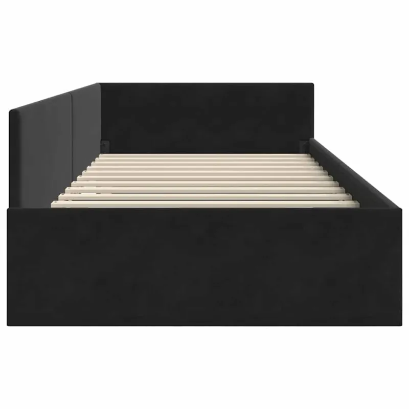 Kampinė lovos konstrukcija Juoda 100 cm x 200 cm Aksomas