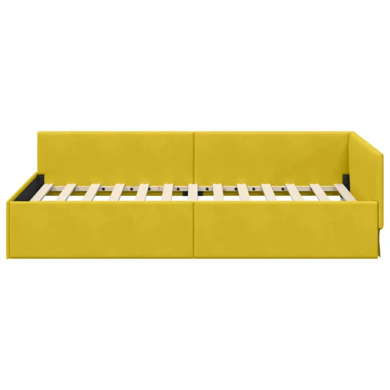 Kampinė lovos konstrukcija Geltona 100 cm x 200 cm Aksomas