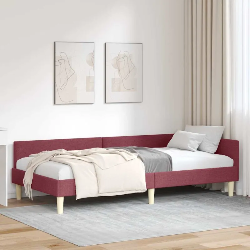 Kampinė lovos konstrukcija Vyno raudona 80 x 200 cm audinys