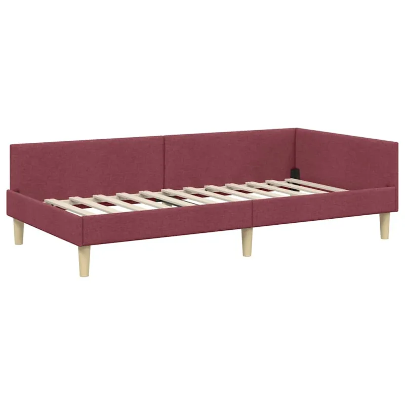 Kampinė lovos konstrukcija Vyno raudona 80 x 200 cm audinys