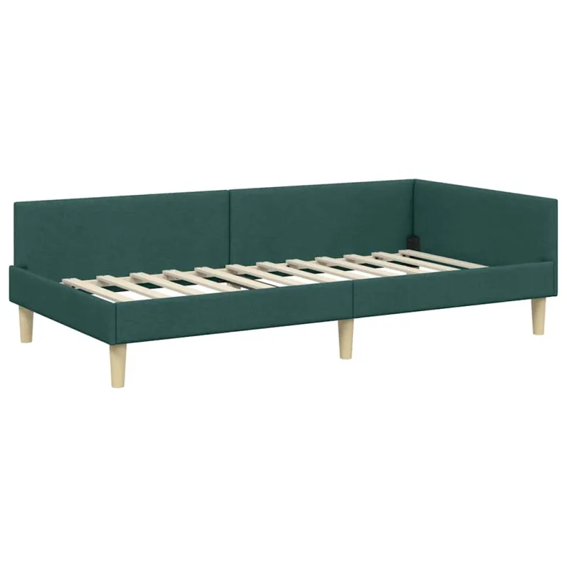 Kampinė lovos konstrukcija Tamsiai žalia 80 x 200 cm audinys