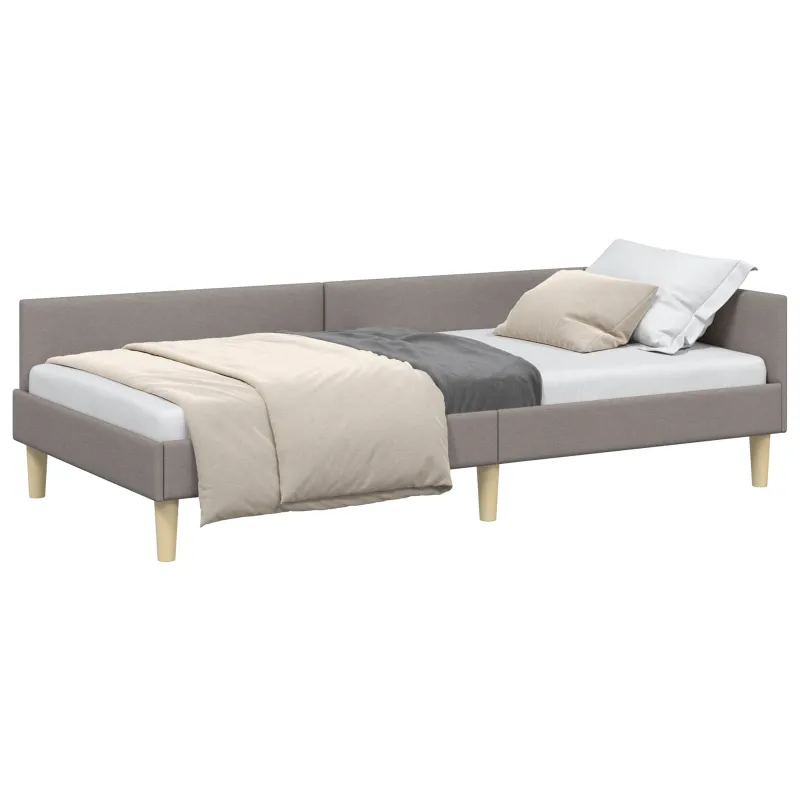 Kampinė lovos konstrukcija Taupe 80 x 200 cm audinys